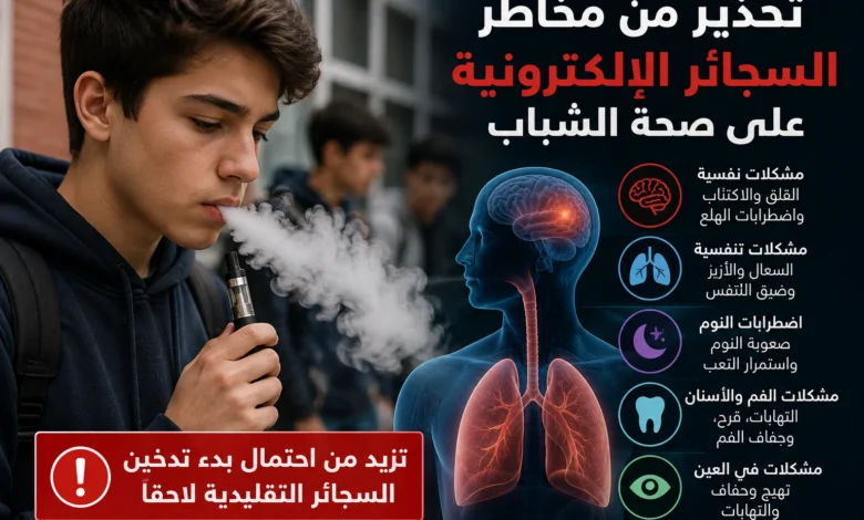السجائر الإلكترونية لدى الشباب ترتبط بالسعال والأزيز ومشاكل الفم