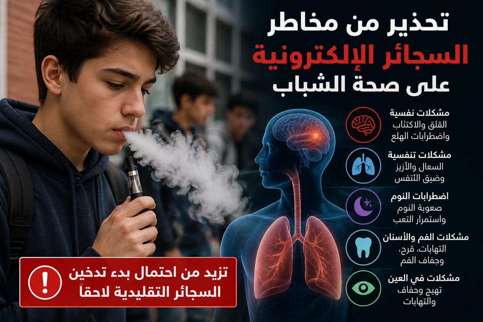السجائر الإلكترونية لدى الشباب ترتبط بالسعال والأزيز ومشاكل الفم - صورة مميزة صورة مميزة: السجائر الإلكترونية لدى الشباب ترتبط بالسعال والأزيز ومشاكل الفم